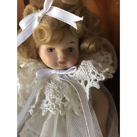 Small Bisque Baby Doll Angel Jointed Limbs Tulle Crochet Dress 6.5” READ - Picture 3 of 15